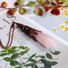 image:imageBivei Retro Antique Brass Chakra Necklace 12 Facted Prism Prism Gemstone  Quartz Crystal Stone Healing PendantRose Quartz