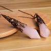 image:imageBivei Retro Antique Brass Chakra Necklace 12 Facted Prism Prism Gemstone  Quartz Crystal Stone Healing PendantRose Quartz
