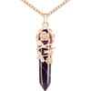 image:imageBivei Vintage Reiki Healing Crystal Necklace Hexagonal Prism Quartz Point Stone Flower Wrapped Pendulum Pendant JewelryAmethyst