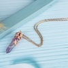 image:imageBivei Vintage Reiki Healing Crystal Necklace Hexagonal Prism Quartz Point Stone Flower Wrapped Pendulum Pendant JewelryAmethyst