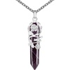 image:imageBivei Vintage Reiki Healing Crystal Necklace Hexagonal Prism Quartz Point Stone Flower Wrapped Pendulum Pendant JewelryAmethyst