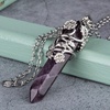 image:imageBivei Vintage Reiki Healing Crystal Necklace Hexagonal Prism Quartz Point Stone Flower Wrapped Pendulum Pendant JewelryAmethyst