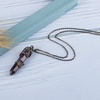 image:imageBivei Vintage Reiki Healing Crystal Necklace Hexagonal Prism Quartz Point Stone Flower Wrapped Pendulum Pendant JewelryAmethyst