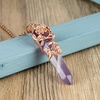 image:imageBivei Vintage Reiki Healing Crystal Necklace Hexagonal Prism Quartz Point Stone Flower Wrapped Pendulum Pendant JewelryAmethyst