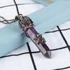 image:imageBivei Vintage Reiki Healing Crystal Necklace Hexagonal Prism Quartz Point Stone Flower Wrapped Pendulum Pendant JewelryAmethyst