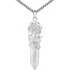 image:imageBivei Vintage Reiki Healing Crystal Necklace Hexagonal Prism Quartz Point Stone Flower Wrapped Pendulum Pendant JewelryClear Quartz