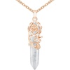 image:imageBivei Vintage Reiki Healing Crystal Necklace Hexagonal Prism Quartz Point Stone Flower Wrapped Pendulum Pendant JewelryClear Quartz