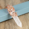 image:imageBivei Vintage Reiki Healing Crystal Necklace Hexagonal Prism Quartz Point Stone Flower Wrapped Pendulum Pendant JewelryClear Quartz