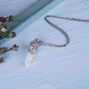 image:imageBivei Vintage Reiki Healing Crystal Necklace Hexagonal Prism Quartz Point Stone Flower Wrapped Pendulum Pendant JewelryClear Quartz