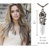image:imageBivei Vintage Reiki Healing Crystal Necklace Hexagonal Prism Quartz Point Stone Flower Wrapped Pendulum Pendant JewelryClear Quartz