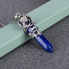 image:imageBivei Vintage Reiki Healing Crystal Necklace Hexagonal Prism Quartz Point Stone Flower Wrapped Pendulum Pendant JewelryLapis Lazuli