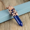 image:imageBivei Vintage Reiki Healing Crystal Necklace Hexagonal Prism Quartz Point Stone Flower Wrapped Pendulum Pendant JewelryLapis Lazuli