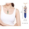 image:imageBivei Vintage Reiki Healing Crystal Necklace Hexagonal Prism Quartz Point Stone Flower Wrapped Pendulum Pendant JewelryLapis Lazuli