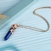 image:imageBivei Vintage Reiki Healing Crystal Necklace Hexagonal Prism Quartz Point Stone Flower Wrapped Pendulum Pendant JewelryLapis Lazuli