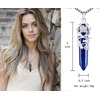 image:imageBivei Vintage Reiki Healing Crystal Necklace Hexagonal Prism Quartz Point Stone Flower Wrapped Pendulum Pendant JewelryLapis Lazuli