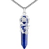 image:imageBivei Vintage Reiki Healing Crystal Necklace Hexagonal Prism Quartz Point Stone Flower Wrapped Pendulum Pendant JewelryLapis Lazuli