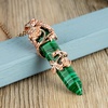 image:imageBivei Vintage Reiki Healing Crystal Necklace Hexagonal Prism Quartz Point Stone Flower Wrapped Pendulum Pendant JewelryManmade Malachite