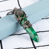 image:imageBivei Vintage Reiki Healing Crystal Necklace Hexagonal Prism Quartz Point Stone Flower Wrapped Pendulum Pendant JewelryManmade Malachite