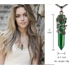 image:imageBivei Vintage Reiki Healing Crystal Necklace Hexagonal Prism Quartz Point Stone Flower Wrapped Pendulum Pendant JewelryManmade Malachite