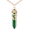 image:imageBivei Vintage Reiki Healing Crystal Necklace Hexagonal Prism Quartz Point Stone Flower Wrapped Pendulum Pendant JewelryManmade Malachite