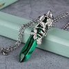 image:imageBivei Vintage Reiki Healing Crystal Necklace Hexagonal Prism Quartz Point Stone Flower Wrapped Pendulum Pendant JewelryManmade Malachite