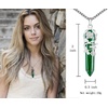 image:imageBivei Vintage Reiki Healing Crystal Necklace Hexagonal Prism Quartz Point Stone Flower Wrapped Pendulum Pendant JewelryManmade Malachite
