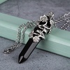 image:imageBivei Vintage Reiki Healing Crystal Necklace Hexagonal Prism Quartz Point Stone Flower Wrapped Pendulum Pendant JewelryObsidian