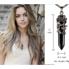 image:imageBivei Vintage Reiki Healing Crystal Necklace Hexagonal Prism Quartz Point Stone Flower Wrapped Pendulum Pendant JewelryObsidian