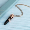 image:imageBivei Vintage Reiki Healing Crystal Necklace Hexagonal Prism Quartz Point Stone Flower Wrapped Pendulum Pendant JewelryObsidian