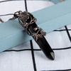 image:imageBivei Vintage Reiki Healing Crystal Necklace Hexagonal Prism Quartz Point Stone Flower Wrapped Pendulum Pendant JewelryObsidian