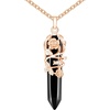 image:imageBivei Vintage Reiki Healing Crystal Necklace Hexagonal Prism Quartz Point Stone Flower Wrapped Pendulum Pendant JewelryObsidian