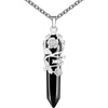 image:imageBivei Vintage Reiki Healing Crystal Necklace Hexagonal Prism Quartz Point Stone Flower Wrapped Pendulum Pendant JewelryObsidian