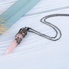 image:imageBivei Vintage Reiki Healing Crystal Necklace Hexagonal Prism Quartz Point Stone Flower Wrapped Pendulum Pendant JewelryRose Quartz