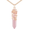 image:imageBivei Vintage Reiki Healing Crystal Necklace Hexagonal Prism Quartz Point Stone Flower Wrapped Pendulum Pendant JewelryRose Quartz