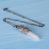 image:imageBivei Vintage Reiki Healing Crystal Necklace Hexagonal Prism Quartz Point Stone Flower Wrapped Pendulum Pendant JewelryRose Quartz