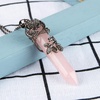 image:imageBivei Vintage Reiki Healing Crystal Necklace Hexagonal Prism Quartz Point Stone Flower Wrapped Pendulum Pendant JewelryRose Quartz