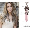 image:imageBivei Vintage Reiki Healing Crystal Necklace Hexagonal Prism Quartz Point Stone Flower Wrapped Pendulum Pendant JewelryRose Quartz
