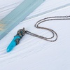 image:imageBivei Vintage Reiki Healing Crystal Necklace Hexagonal Prism Quartz Point Stone Flower Wrapped Pendulum Pendant JewelrySynthetic Blue Turquoise