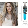 image:imageBivei Vintage Reiki Healing Crystal Necklace Hexagonal Prism Quartz Point Stone Flower Wrapped Pendulum Pendant JewelrySynthetic Blue Turquoise