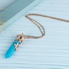 image:imageBivei Vintage Reiki Healing Crystal Necklace Hexagonal Prism Quartz Point Stone Flower Wrapped Pendulum Pendant JewelrySynthetic Blue Turquoise