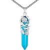 image:imageBivei Vintage Reiki Healing Crystal Necklace Hexagonal Prism Quartz Point Stone Flower Wrapped Pendulum Pendant JewelrySynthetic Blue Turquoise