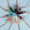 image:imageBivei Vintage Reiki Healing Crystal Necklace Hexagonal Prism Quartz Point Stone Flower Wrapped Pendulum Pendant JewelrySynthetic Blue Turquoise
