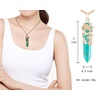 image:imageBivei Vintage Reiki Healing Crystal Necklace Hexagonal Prism Quartz Point Stone Flower Wrapped Pendulum Pendant JewelrySynthetic Green Turquoise
