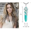 image:imageBivei Vintage Reiki Healing Crystal Necklace Hexagonal Prism Quartz Point Stone Flower Wrapped Pendulum Pendant JewelrySynthetic Green Turquoise