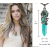 image:imageBivei Vintage Reiki Healing Crystal Necklace Hexagonal Prism Quartz Point Stone Flower Wrapped Pendulum Pendant JewelrySynthetic Green Turquoise