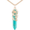 image:imageBivei Vintage Reiki Healing Crystal Necklace Hexagonal Prism Quartz Point Stone Flower Wrapped Pendulum Pendant JewelrySynthetic Green Turquoise