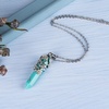 image:imageBivei Vintage Reiki Healing Crystal Necklace Hexagonal Prism Quartz Point Stone Flower Wrapped Pendulum Pendant JewelrySynthetic Green Turquoise