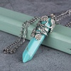 image:imageBivei Vintage Reiki Healing Crystal Necklace Hexagonal Prism Quartz Point Stone Flower Wrapped Pendulum Pendant JewelrySynthetic Green Turquoise