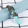 image:imageBivei Vintage Reiki Healing Crystal Necklace Hexagonal Prism Quartz Point Stone Flower Wrapped Pendulum Pendant JewelrySynthetic Green Turquoise