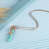 image:imageBivei Vintage Reiki Healing Crystal Necklace Hexagonal Prism Quartz Point Stone Flower Wrapped Pendulum Pendant JewelrySynthetic Green Turquoise